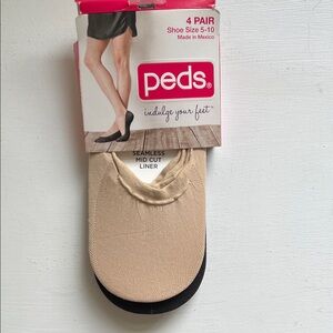 Peds Women's Seamless Liner Socks - Beige and Black